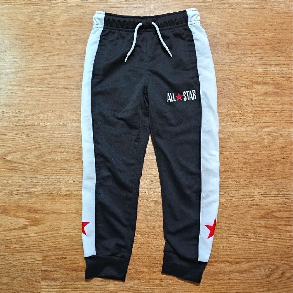 Converse All-Star Jogger Pants Black White Red Star Dri-Fit Kids Size 6 New